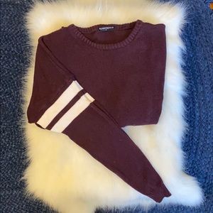 Maroon Brandy Melville Sweater 2 stripe sleeves